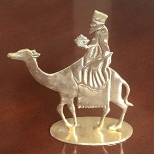 Brass Wise Man on Camel Nativity Piece